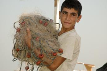 boy holding a net