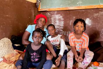Relia and her children lost their home in L’Asile and have taken shelter in a school, along with 200 other people. Even with the risk of COVID-19, people are unable to social distance sufficiently under these circumstances where shelter is sparse.