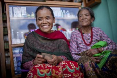 Two Nepalese woman in shop environment.