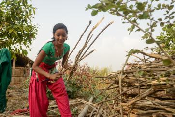 Sarmila gathering wood