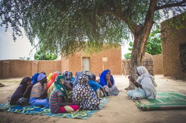 A mercy corps girls group in fatsuma's village.