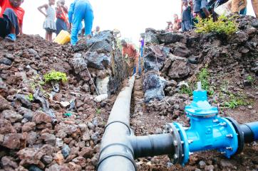 Water pipe in lava rock