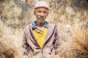Man in field in ethiopia