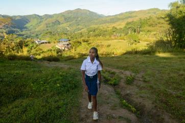 Lourdes pictured at 15 in her school uniform