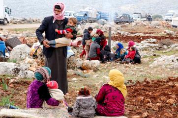 Syria families in a refugee camp.