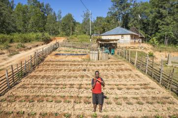 Timor leste man in garden.