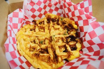 A basket of cornbread waffles