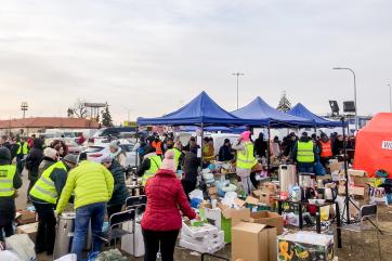 Photos taken by our team members in the region showing some of the challenges at the polish border as displaced families seek refuge and essential supplies.