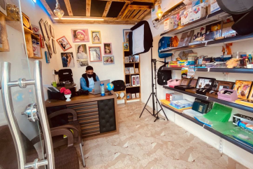 The inside of a photography studio business.