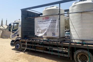Water tender truck parked in gaza street.