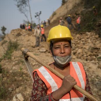 Nepal woman helping rebuild after earthquake