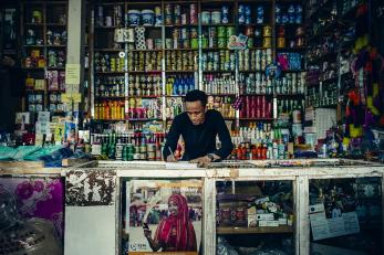 A man in a shop in ethiopia