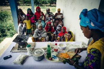 A woman's group in ethiopia learning cooking skills