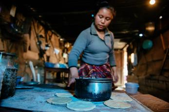 Olga making tortillas