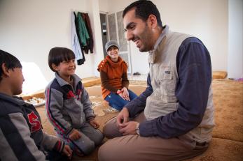 Dia’a al masry pictured with children in jordan