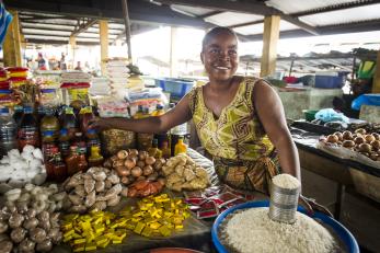 Woman at farm stand in liberia