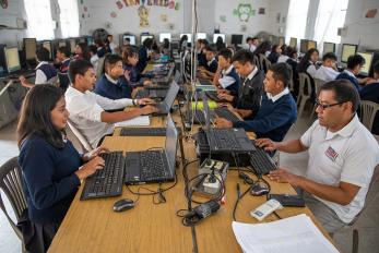 Students sitting at computers