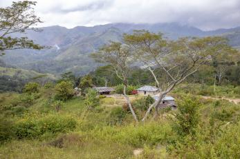 Lourdes' house in timor leste, nestled among mountains