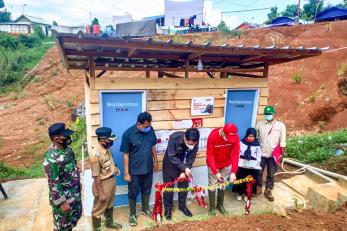 Ribbon-cutting ceremony in indonesia.