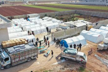 A camp for families displaced by the earthquake in northwest syria.