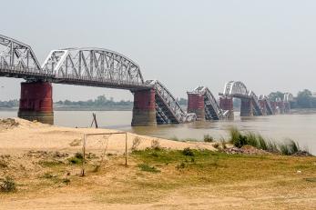 Bridge with sections that have collapsed.