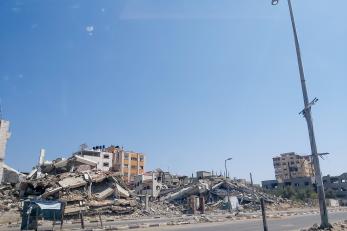 Street scene -- destroyed buildings -- in gaza.