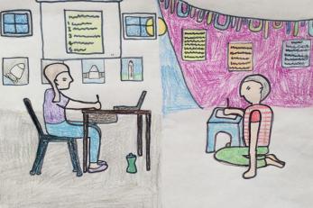 A drawing by a 9 year old from the united state of america.