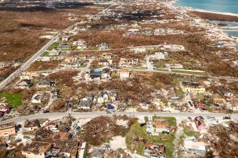 Damage to great abaco island after hurricane dorian.