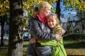 In ukraine, olena and her family fled to kiev where mercy corps has helped them with emergency cash assistance.