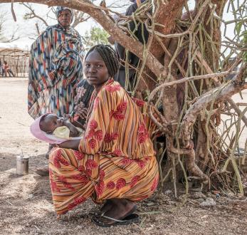 Two women and a baby in sudan