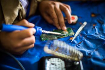 Close up of mobile phone repair