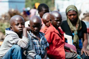 Mapendo is pictured with her children