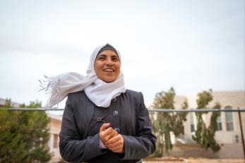 Syrian woman who attends the school for woman.