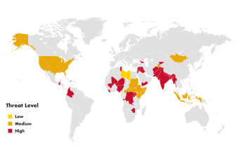 Map of where covid-19 is and where mercy corps works.