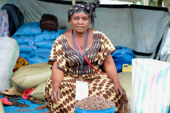 A vendor with their wares.