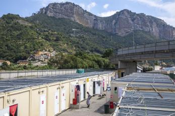 Scene from migrant camp in Northern Italy