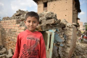 Boy in red shirt