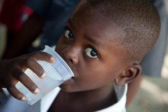 Since the critical first days after the earthquake, Mercy Corps has been working to ensure clean water and proper sanitation for displaced families in places like Plas Timoun. Photo: Nancy Farese for Mercy Corps