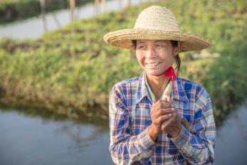 Woman in straw hat