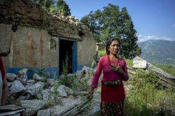 Woman on hillside in Nepal