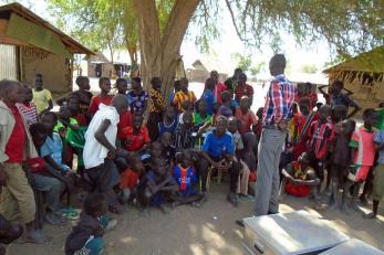 Mercy Corps built temporary learning spaces and distributed supply kits to help teachers hold makeshift classes for displaced children in South Sudan. Ensuring kids can continue their education despite conflict is critical for their future.