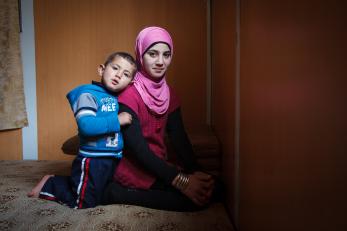 Sister and brother Syrian refugees.