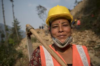 Nepalese road construction worker.