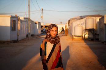 A teenage girl at the zaatari camp