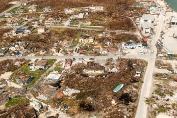 An aerial view of the damage from Hurricane Dorian in the Bahamas
