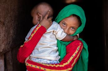 Fatuma, 18, and her 5-month-old nephew, Robin, live in Ethiopia, where ongoing challenges including recurring droughts, conflict and poverty regularly keep people from getting the food they need. Scroll through the photos above to learn how Mercy Corps is working to help people overcome it. Photo: Ezra Millstein/Mercy Corps