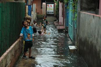 children playing in street