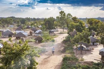 aerial shot of a village