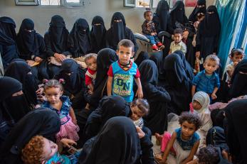 Women and children gathered in Yemen