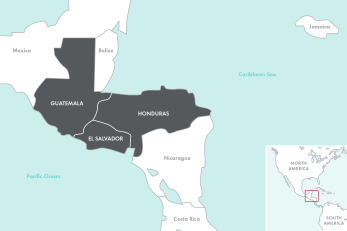 Map: guatemala, el salvador and honduras are highlighted